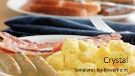 Presentation with breakfast - PPT theme having sausage and scrambled eggs background and a yellow colored foreground