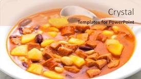  Presentation with beans - Slides with sausage-goulash-soup-with-potatoes background and a coral colored foreground