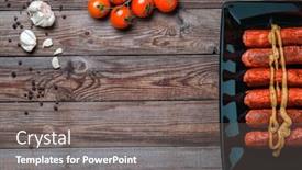  Presentation with grill - Beautiful slide set featuring sausage roasted on the grill backdrop and a gray colored foreground