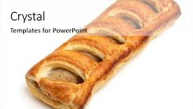  Presentation with roll - Presentation theme enhanced with sausage roll on white background background and a white colored foreground
