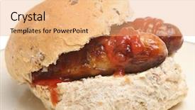  Presentation with tomato ketchup - Cool new PPT theme with sausage roll with tomato ketchup backdrop and a coral colored foreground