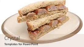  Presentation with sandwich - Slide deck featuring sausage-sandwich background and a coral colored foreground