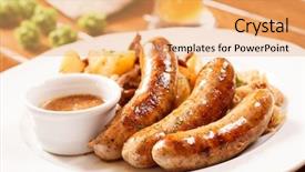  Presentation with cabbage - Beautiful PPT theme featuring sausage with cabbage backdrop and a yellow colored foreground