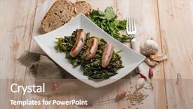  Presentation with close up fennel seed - Slide set enhanced with sausage with turnip top fennel background and a coral colored foreground