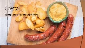  Presentation with german - Slides enhanced with sausaged with mustard and fru background and a  colored foreground