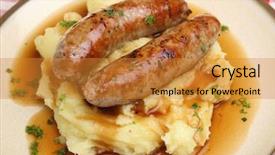  Presentation with potato - Theme having sausages and mashed potato background and a gold colored foreground