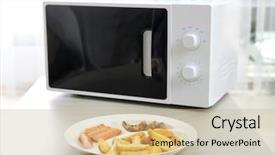  Presentation with sausages - Cool new PPT theme with sausages and mushrooms near microwave backdrop and a coral colored foreground