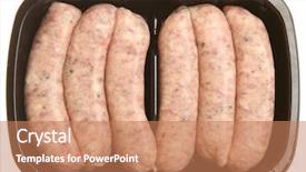  Presentation with plastic packaging - Audience pleasing slides consisting of sausages in a plastic packaging backdrop and a coral colored foreground