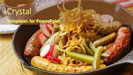  Presentation with sausages - Slide set having sausages in the bar background and a tawny brown colored foreground