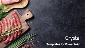  Presentation with sausages - Cool new presentation design with sausages meat and ingredients cooking backdrop and a dark gray colored foreground
