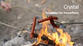  Presentation with sausages - Colorful slide set enhanced with sausages on fire backdrop and a gray colored foreground