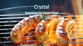  Presentation with german politics - Beautiful presentation design featuring sausages sizzling over the coal backdrop and a ocean colored foreground