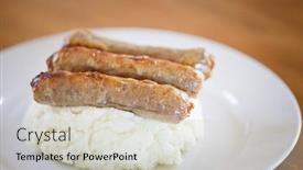  Presentation with sausages - PPT layouts enhanced with sausages-with-mashed-potatoes background and a light gray colored foreground