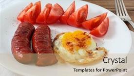  Presentation with sausages - Presentation theme enhanced with sausages with tomato and egg background and a  colored foreground