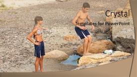  Presentation with athletes - PPT theme enhanced with saut en hauteur athletisme - athletes performs freerunning jump background and a coral colored foreground