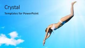  Presentation with heights - Audience pleasing slides consisting of saut en hauteur athletisme - jump from heights backdrop and a  colored foreground