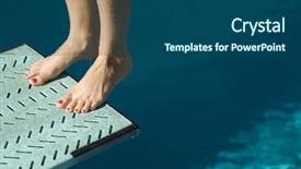  Presentation with low angle view of volleyball - Beautiful PPT theme featuring saut en hauteur athletisme - low section view backdrop and a ocean colored foreground