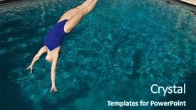  Presentation with learn active - Slide set enhanced with saut en hauteur athletisme - young active female diver diving background and a ocean colored foreground