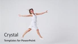  Presentation with children little child girl plays - PPT theme with saut en longueur - full-length of playful girl gesturing background and a light gray colored foreground