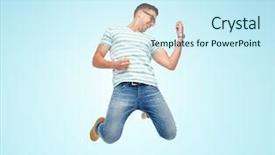  Presentation with motion - Beautiful theme featuring saut en longueur - motion fun and people concept backdrop and a cool aqua colored foreground