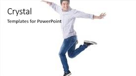  Presentation with young athletes box jumping - Slide set with saut en longueur - young happy man jumping background and a white colored foreground