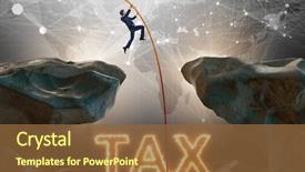  Presentation with payment - Colorful presentation theme enhanced with businessman in tax payment concept backdrop and a tawny brown colored foreground