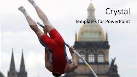  Presentation with pole vault - Colorful slides enhanced with saut la perche athletisme - athlete clearing the bar backdrop and a white colored foreground