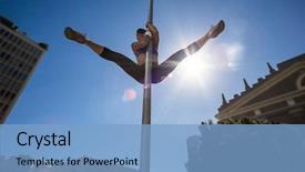  Presentation with city street - Audience pleasing theme consisting of saut la perche athletisme - athletic woman doing gymnastics backdrop and a  colored foreground