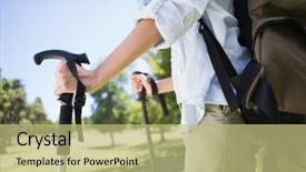  Presentation with sad woman walking - Slide set with saut la perche athletisme - fit woman walking with hiking background and a mint green colored foreground