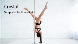  Presentation with pole - Theme consisting of saut la perche athletisme - girl athlete pole poledance concept background and a sky blue colored foreground