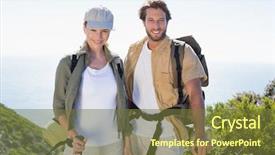  Presentation with hiking mountain - Theme consisting of saut la perche athletisme - hiking couple smiling at camera background and a  colored foreground