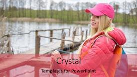  Presentation with walking nordic - PPT theme consisting of saut la perche athletisme - joyful blond girl dressed background and a  colored foreground