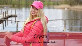  Presentation with walking nordic - Slides consisting of saut la perche athletisme - joyful blond girl dressed background and a  colored foreground