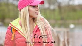  Presentation with walking nordic - Beautiful PPT theme featuring saut la perche athletisme - joyful blond girl dressed backdrop and a  colored foreground