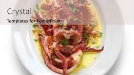  Presentation with spanish food - Colorful slide set enhanced with sauteed-calamari-with-parsley backdrop and a soft green colored foreground