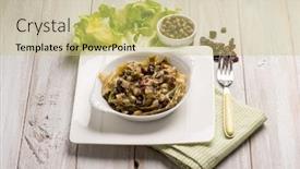  Presentation with date fruit - Beautiful slide set featuring sauteed-endive-salad-with-caper backdrop and a yellow colored foreground