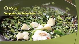  Presentation with garlic - Slides having sauteing leek and garlic background and a tawny brown colored foreground