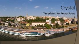  Presentation with cityscape - PPT layouts consisting of sava river in serbia background and a teal colored foreground