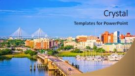  Presentation with savannah - PPT theme enhanced with savannah - charleston south carolina usa skyline background and a light blue colored foreground
