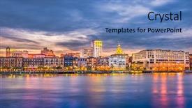  Presentation with savannah - Cool new presentation theme with savannah georgia usa cityscape backdrop and a teal colored foreground