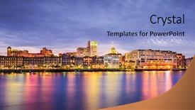  Presentation with savannah - Presentation enhanced with savannah georgia usa downtown skyline background and a light blue colored foreground