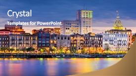  Presentation with savannah - Cool new slide deck with savannah georgia usa downtown skyline backdrop and a ocean colored foreground