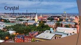  Presentation with savannah - Colorful presentation theme enhanced with savannah georgia usa downtown skyline backdrop and a light blue colored foreground