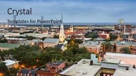  Presentation with savannah - Beautiful PPT theme featuring savannah georgia usa downtown backdrop and a light blue colored foreground