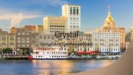  Presentation with savannah - Audience pleasing PPT layouts consisting of savannah georgia usa riverfront skyline backdrop and a coral colored foreground