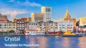  Presentation with savannah - Colorful slide deck enhanced with savannah georgia usa riverfront skyline backdrop and a ocean colored foreground