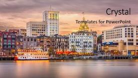  Presentation with savannah - PPT theme having savannah georgia usa skyline background and a coral colored foreground