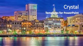  Presentation with savannah - Colorful slide deck enhanced with savannah georgia usa skyline backdrop and a cobalt blue colored foreground
