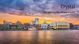  Presentation with savannah - Cool new presentation design with savannah georgia usa skyline backdrop and a teal colored foreground