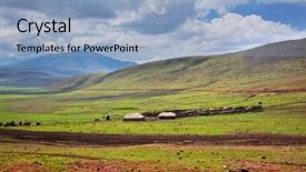  Presentation with savannah - Audience pleasing slides consisting of savannah landscape in tanzania africa backdrop and a light blue colored foreground